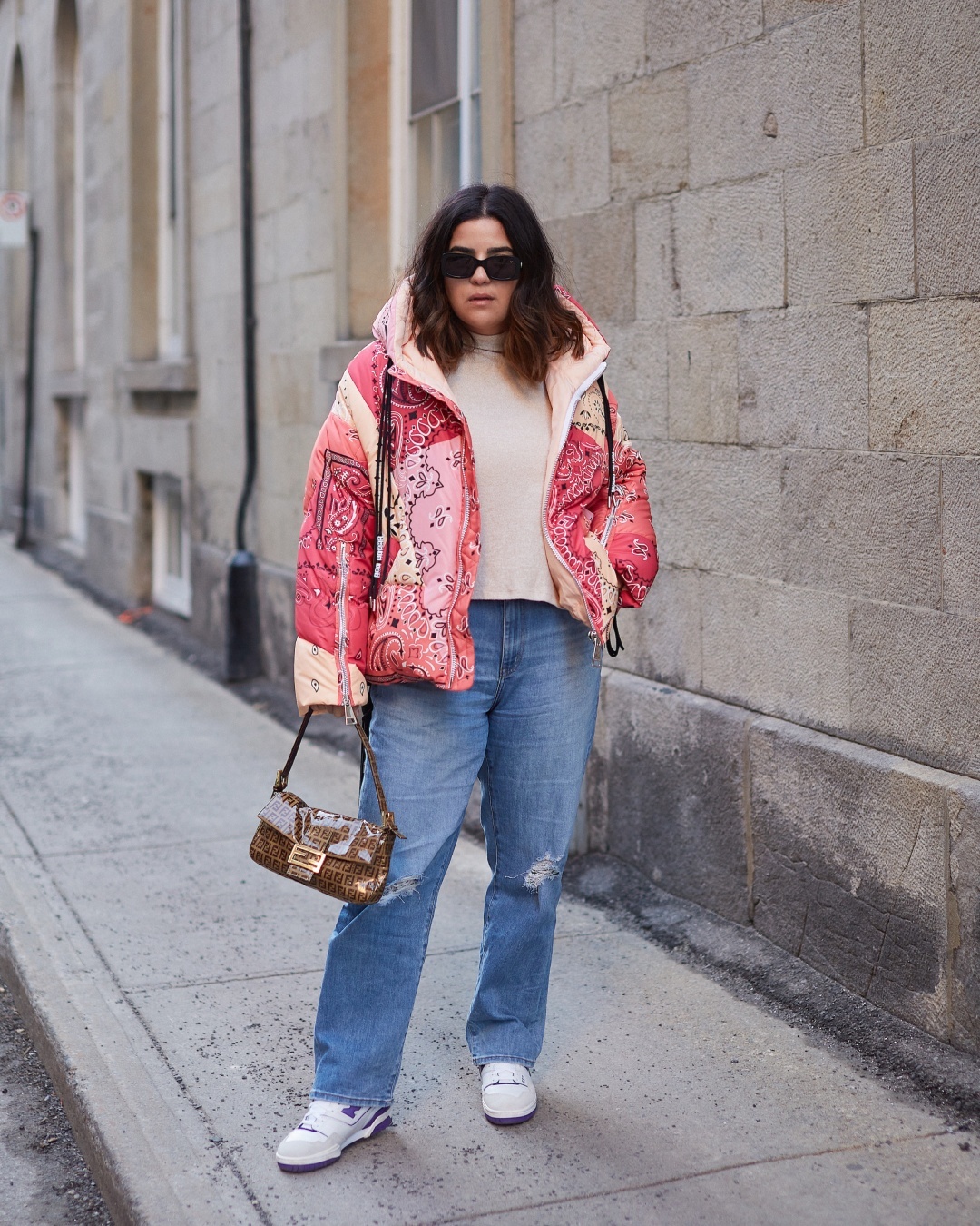 Lightweight puffer and jeans