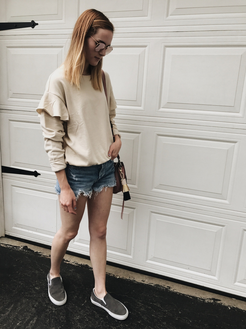 Fashion Look Featuring aerie Sweatshirts & Hoodies and AGOLDE Shorts by ...