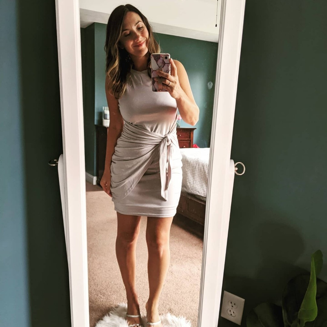 Look by FigAndRoses featuring BTFBM Women Sleeveless Tank Casual Summer Bodycon T Shirt Dress Solid Tie Waist Ruched Stretch Soft Mini Short Dresses