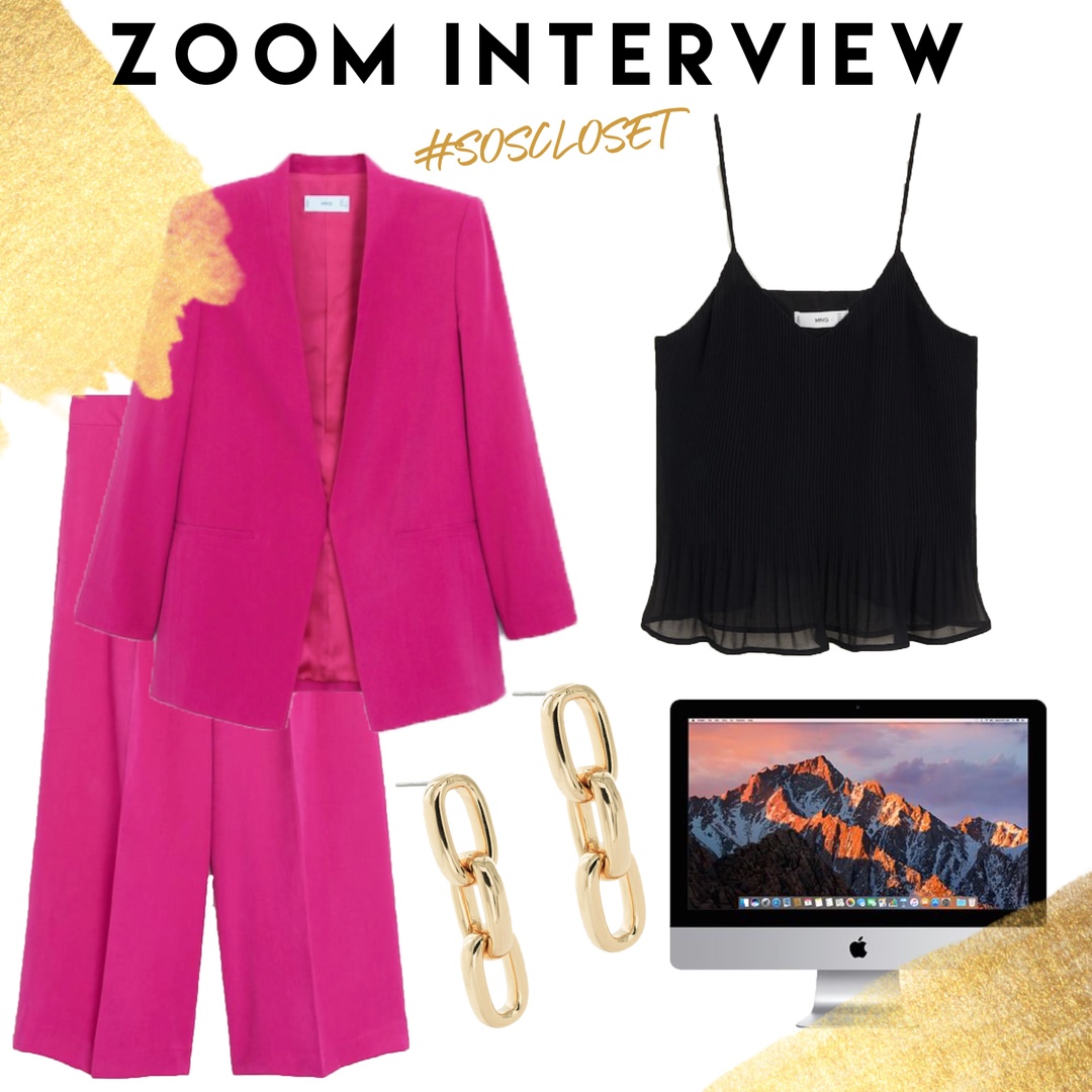Look by Styleonthespot featuring MANGO - Structured blazer without lapels fuchsia - L - Women