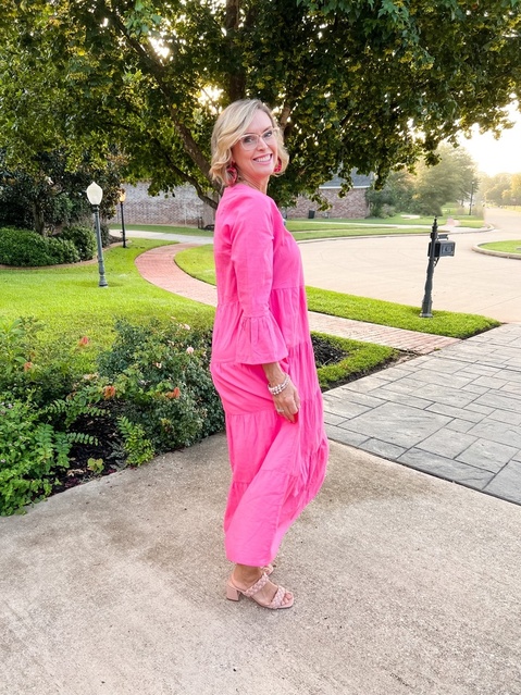 Add a pop of pink to your life! This pink-tiered dress will definitely make you happy!  #ShopStyle #MyShopStyle