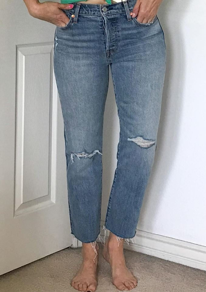 wedgie high waist ripped crop straight leg jeans