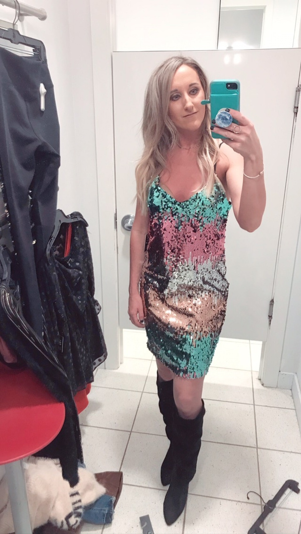 express patterned sequin mini dress