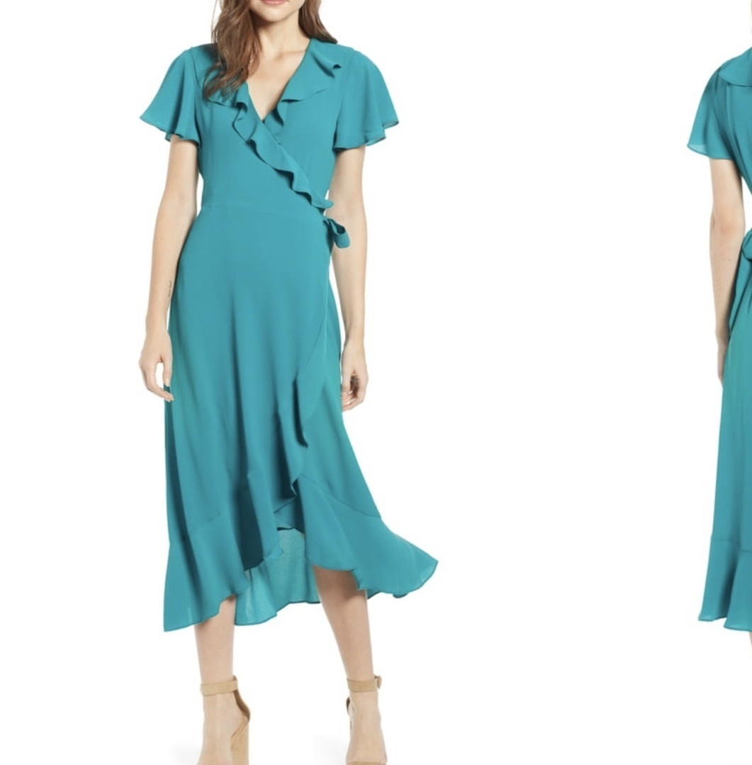 chelsea28 ruffle wrap dress