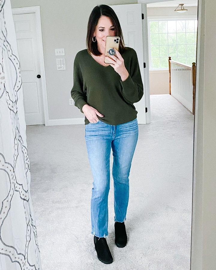 Fashion Look Featuring Leith V-Neck Sweaters and Paige Straight Fit by ...