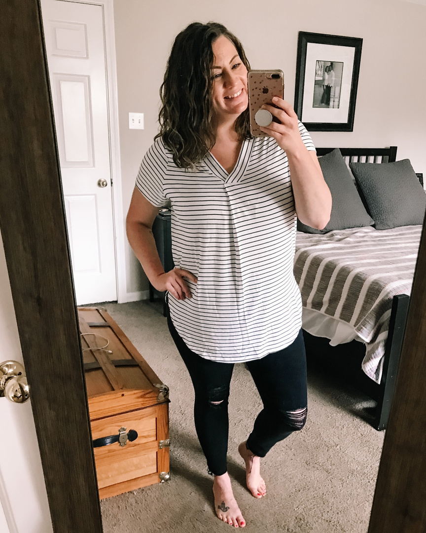 old navy loose luxe v neck tunic tee