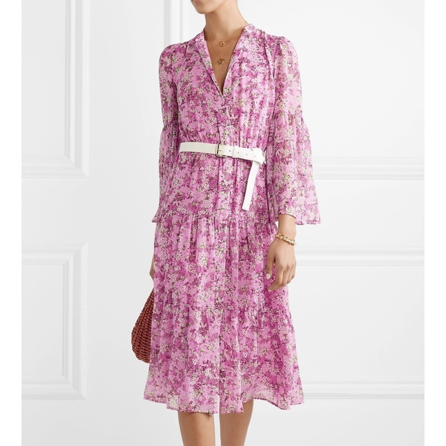 michael michael kors floral chiffon tiered dress