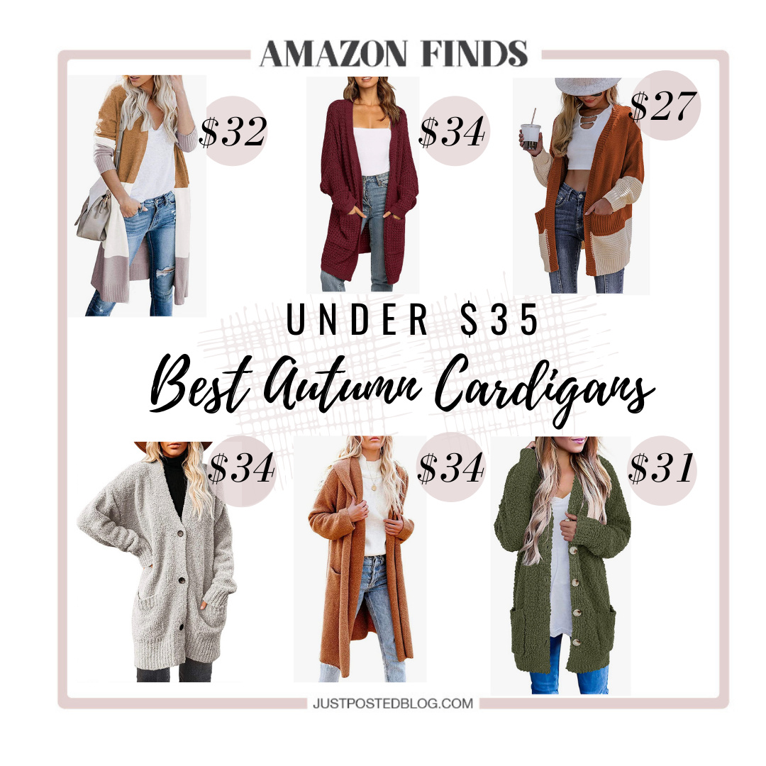 Look by Just Posted featuring CARDYDONY Women's Long Cardigan Open Front Color Block Cardigan Knit Sweaters