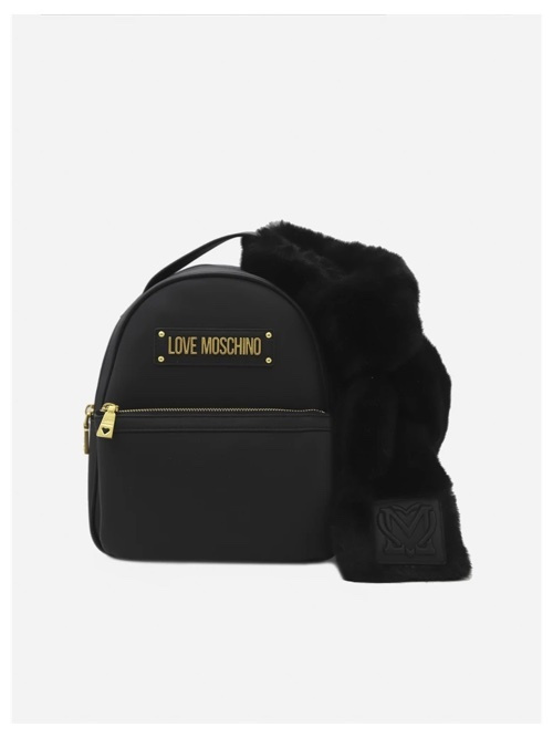 Love Moschino logo tape backpack in black