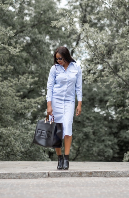 ralphlauren Striped Cotton Broadcloth Shirtdress.