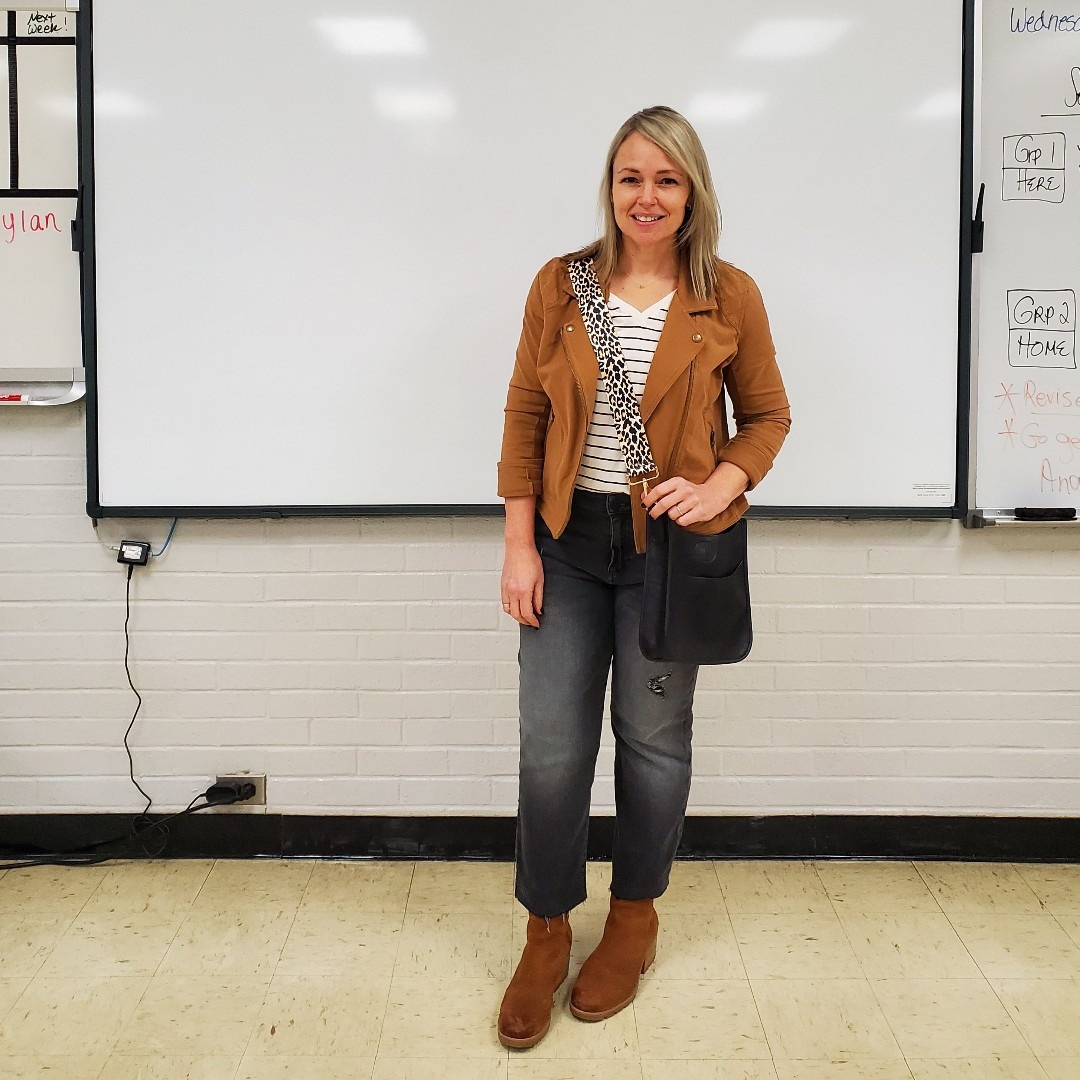 Look by everydayteacherstyle featuring Mini Vegan Messenger Bag- STRAP NOT INCLUDED