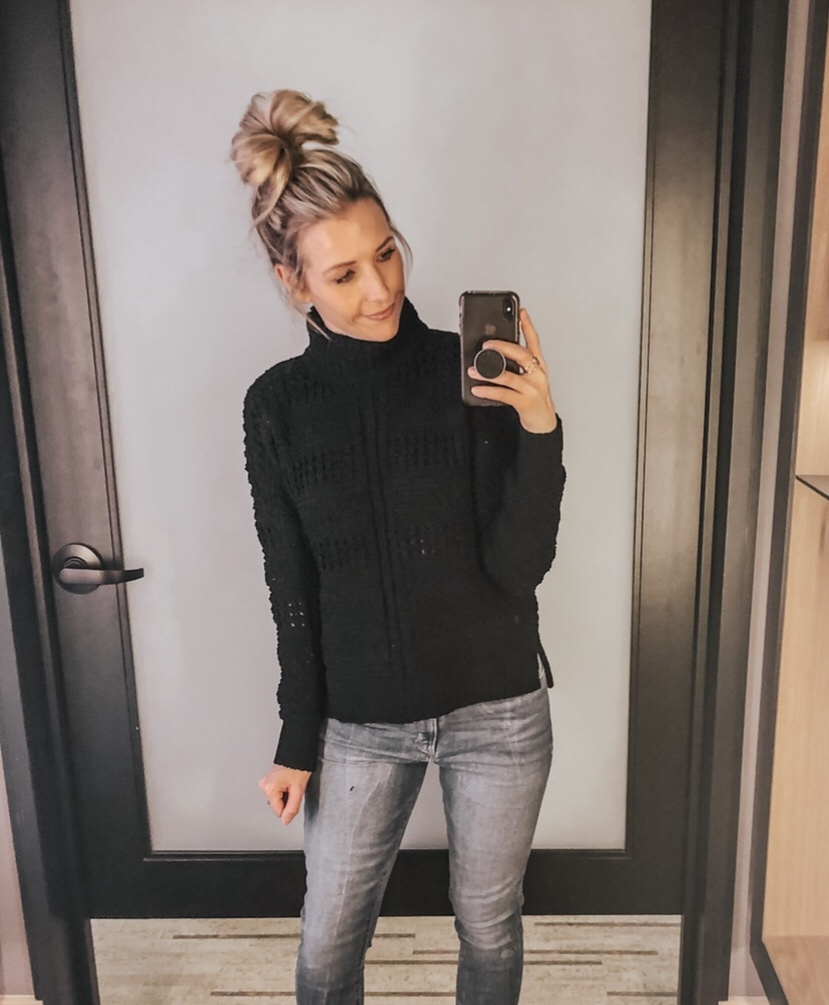 Look by Marla Gustafson featuring Texture Chenille Mock Neck Sweater
