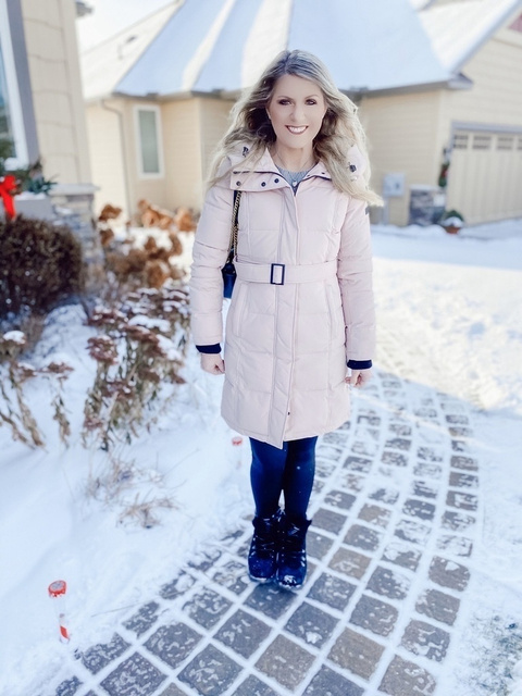 Pillow collar belted puffer coat sales sam edelman