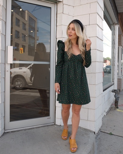Take a puff-sleeve mini dress from summer to fall