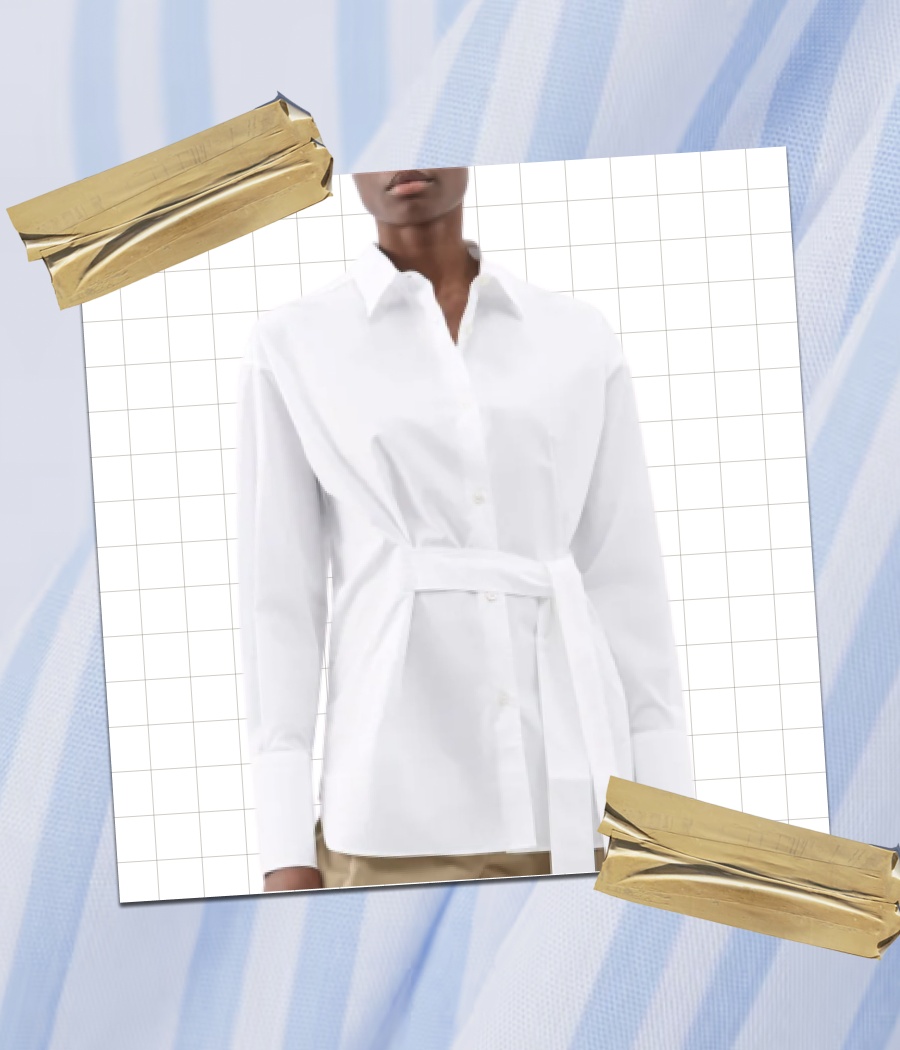 MATCHESFASHION+Studio Nicholson Condell Tie-waist Cotton-poplin Shirt - White