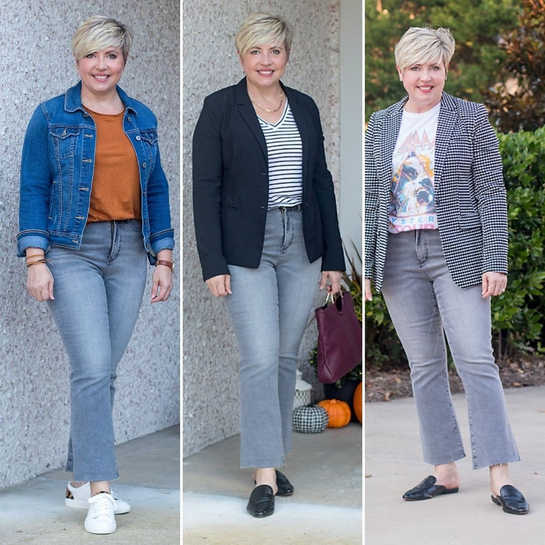Look by Savvy Southern Chic featuring Curvy Fresh Cut High Rise Kick Crop Jeans in Light Vapor Grey