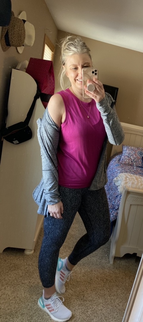 Fashion Look Featuring Lululemon Activewear Tops and adidas Shoes