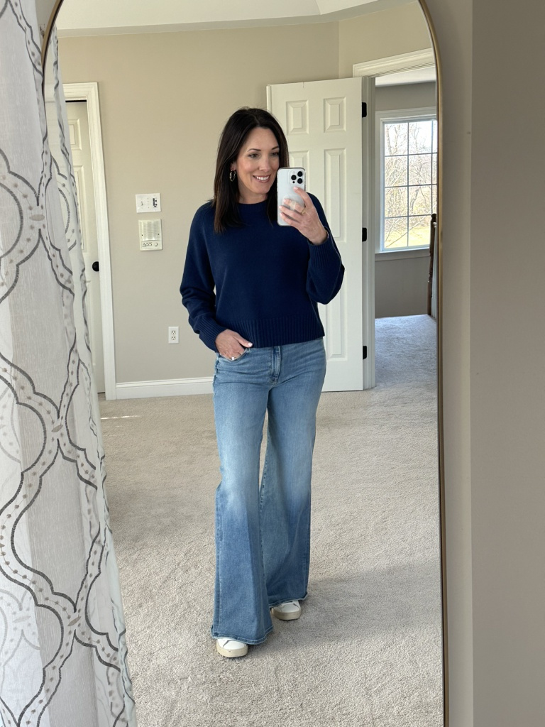 Fashion Look Featuring Mother Cropped Jeans and Everlane Crewneck ...