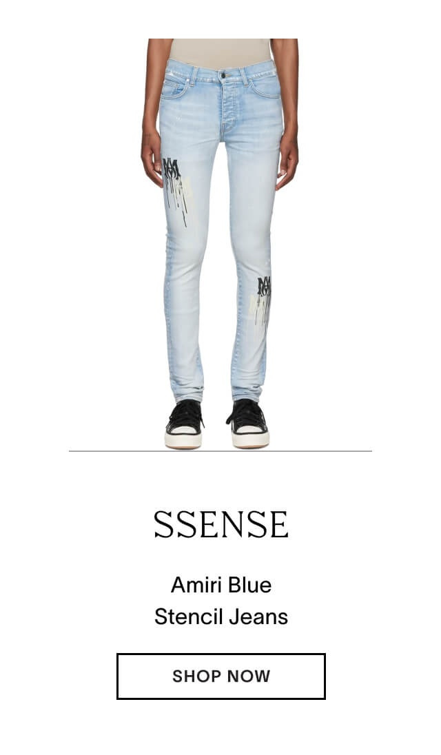 Shop AMIRI Blue Stencil jeans