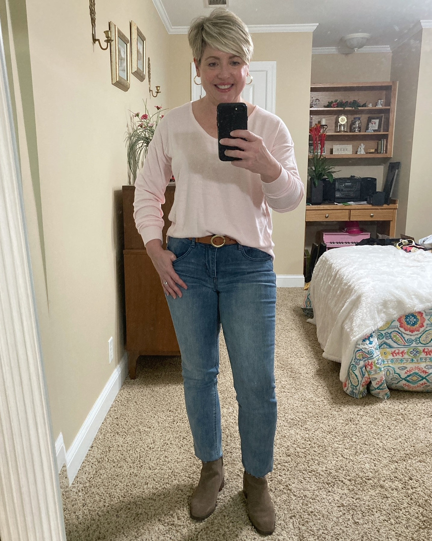 Look by Savvy Southern Chic featuring V-Neck Fleece Top