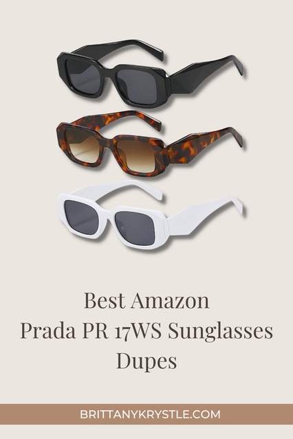 the Prada PR 17WS rectangular sunglasses, you'll love these top rated dupes on Amazon. #sunglasses #TrendToWatch #summerstyle
