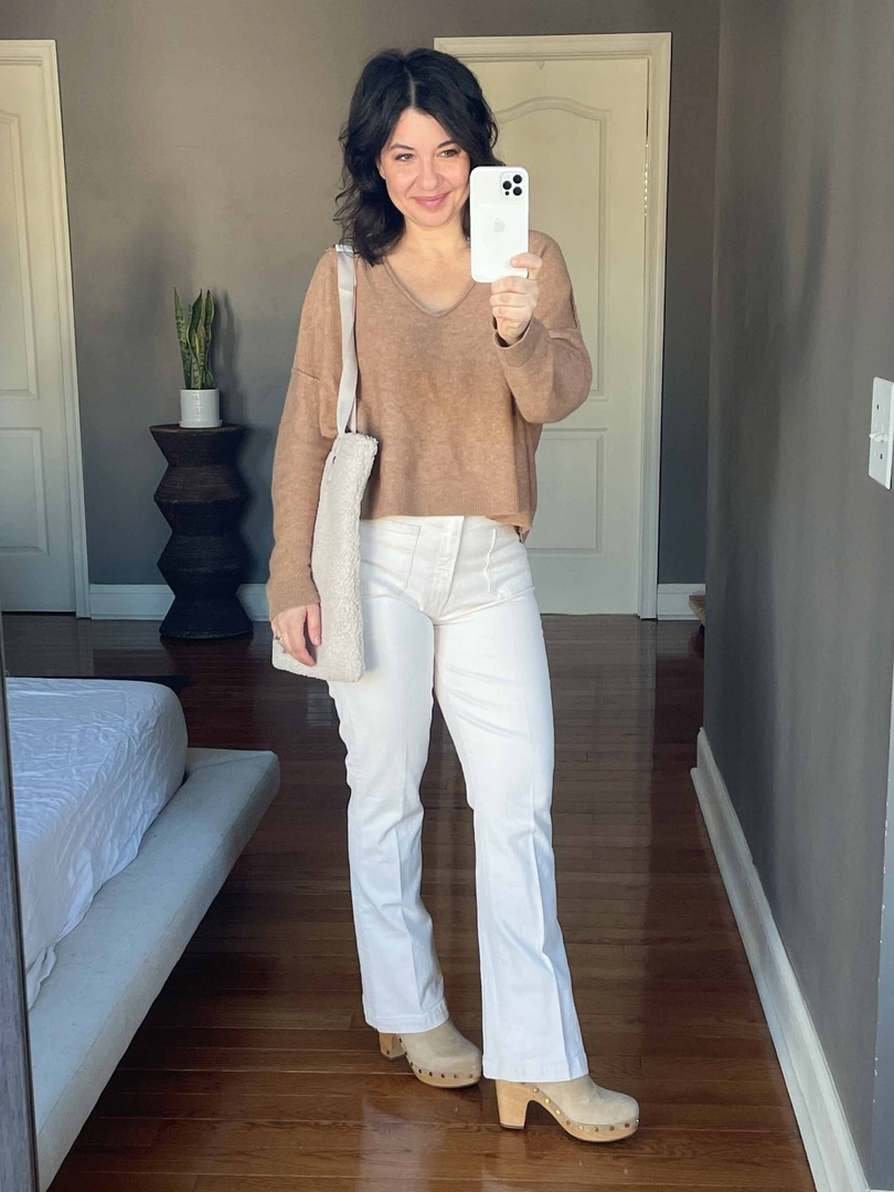 Fashion Look Featuring Pilcro Cashmere Sweaters and Mother Clothes and Shoes by themomedit 
