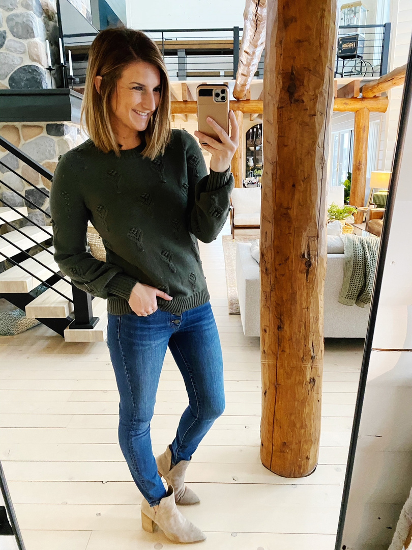 loft bobble pointelle sweater