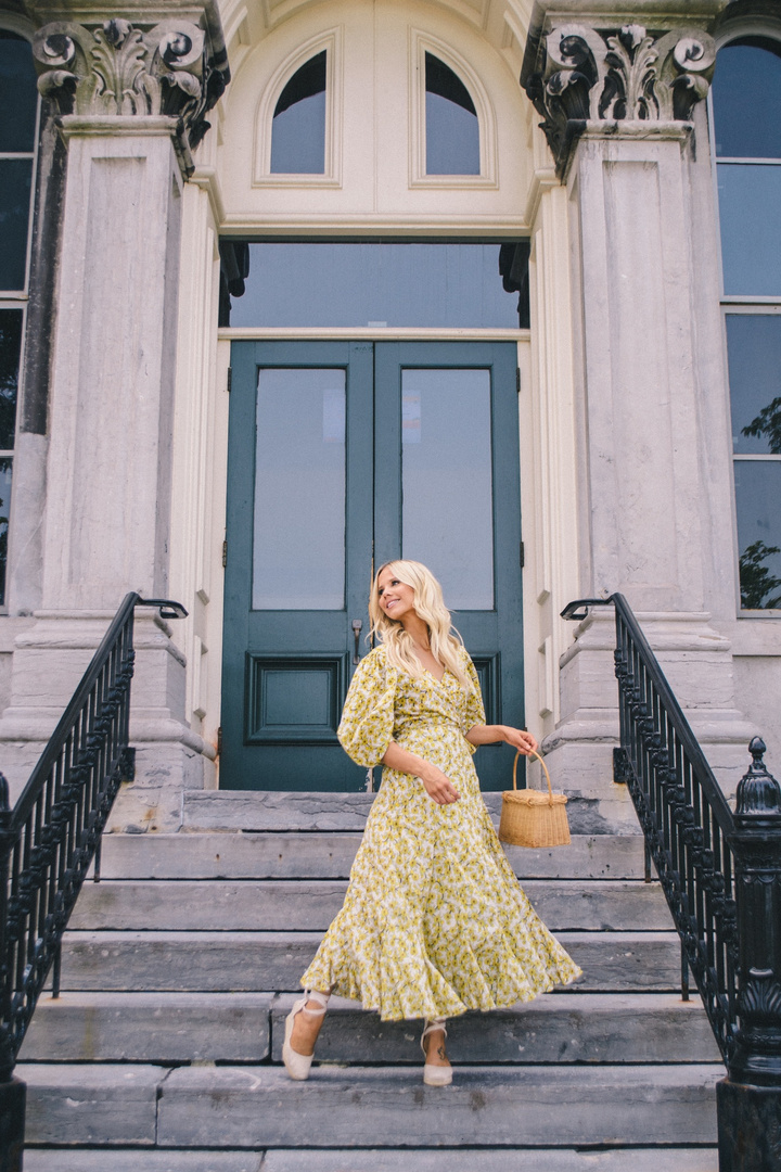 Rhode wrap dress, balloon sleeve wrap dress, shop Rhode, wrap dress, ruffle hem wrap dress, Glam Life Living, Tampa fashion blogger #shoprhode #rhode #wrapdress #ShopStyle #MyShopStyle #ContributingEditor