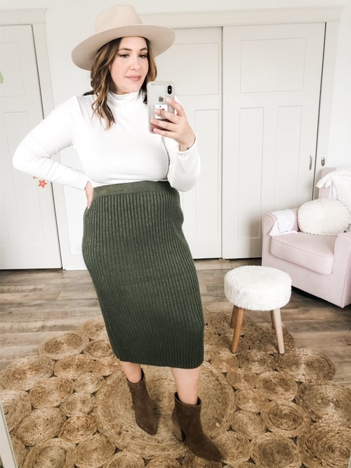 Look by Rebecca Wattenschaidt featuring Women's Reguar Fit Turteneck Ribbed Shirt - A New DayTM