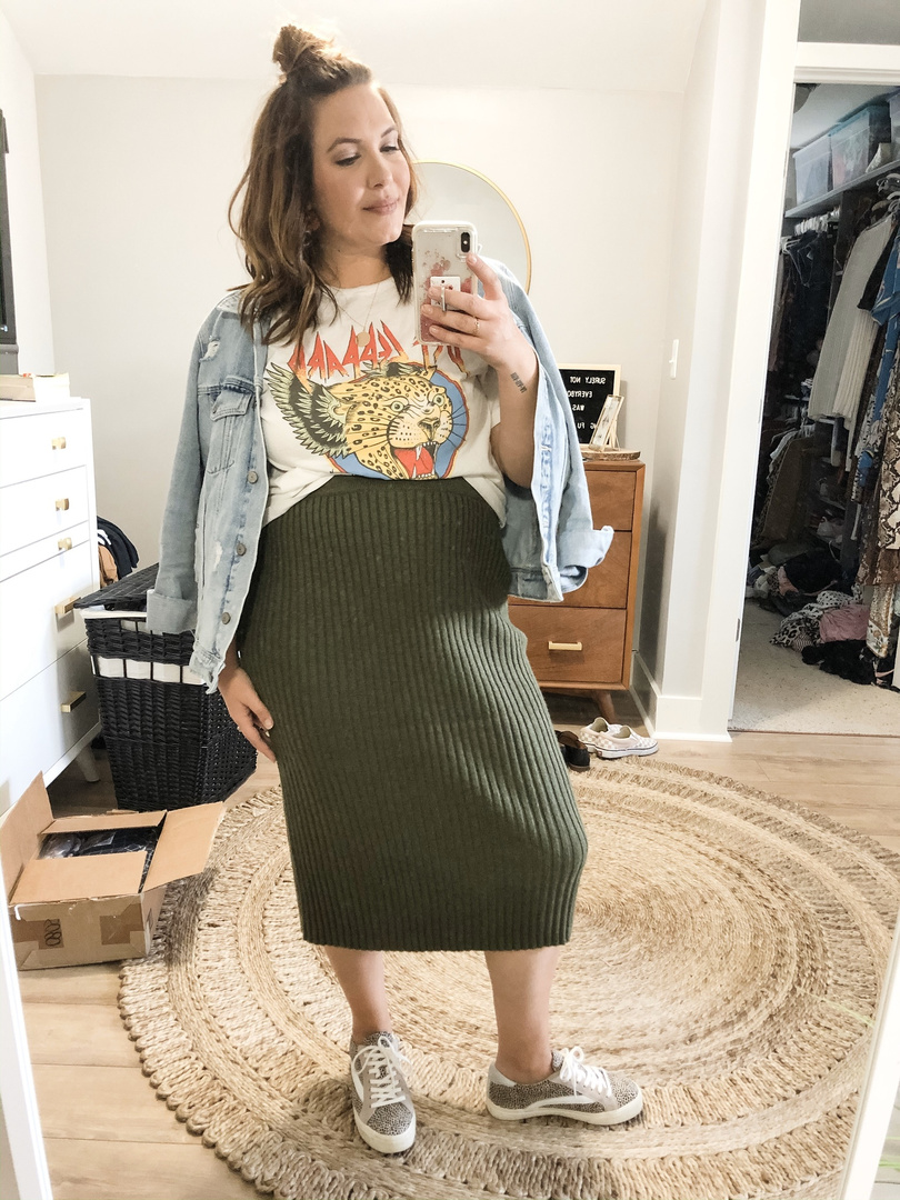 Look by Rebecca Wattenschaidt featuring Women's Rib Sweater Skirt - A New DayTM
