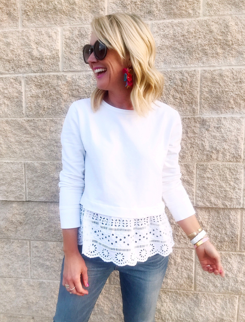 J crew store eyelet sweatshirt