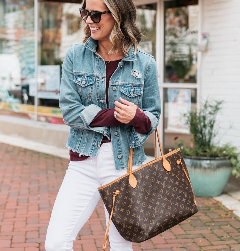 Fashion Look Featuring Louis Vuitton Tote Bags and AG Jeans