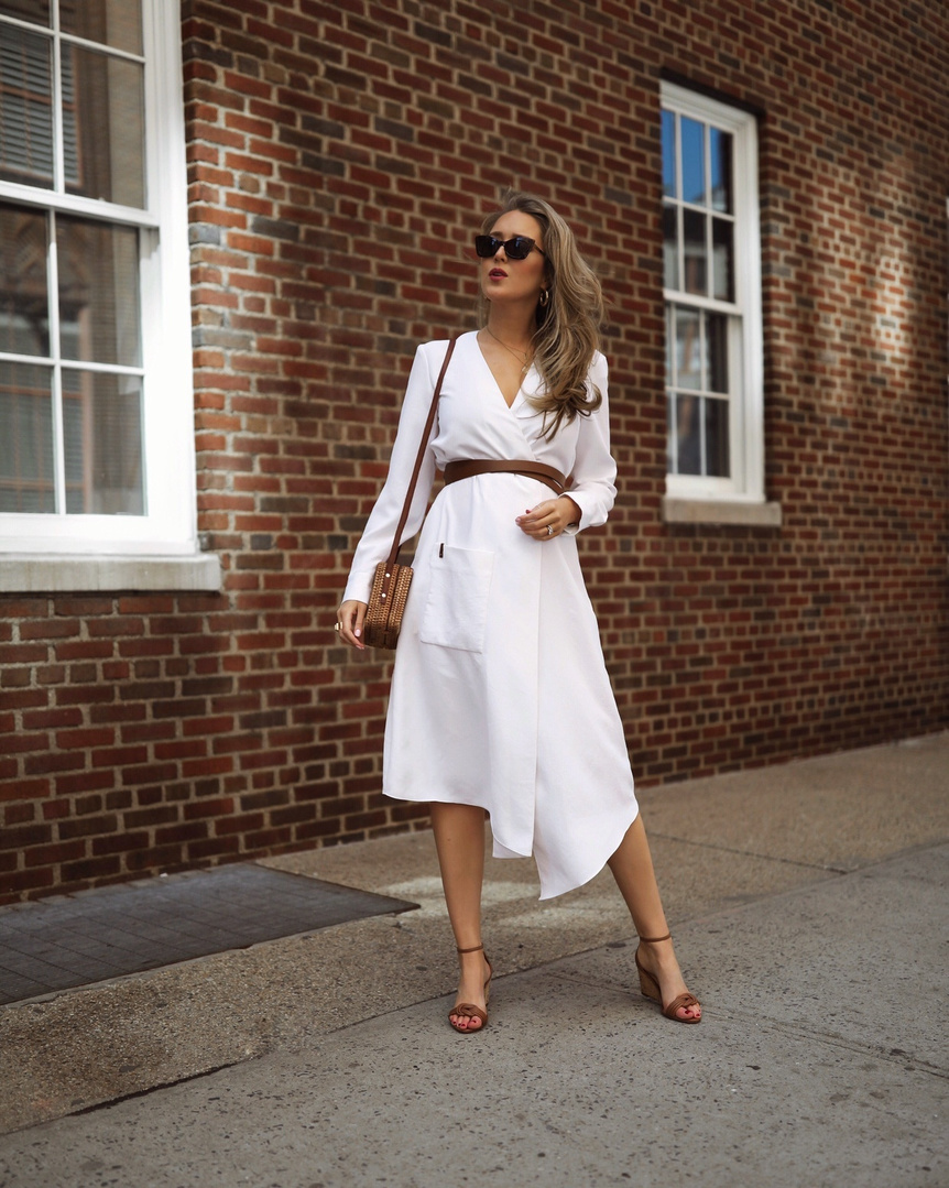 tibi wrap midi dress