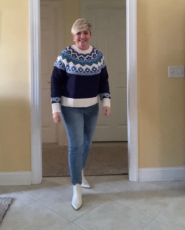 Look by Savvy Southern Chic featuring Crew Neck Fair Isle Sweater for Women