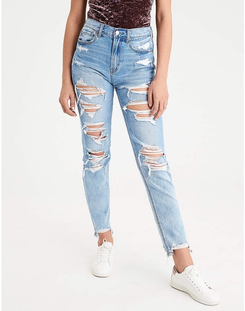 ?! The things we swear we wouldn't have worn ever are now back in style!  #momjeans #style #distressedjeans #jeans #highwaist