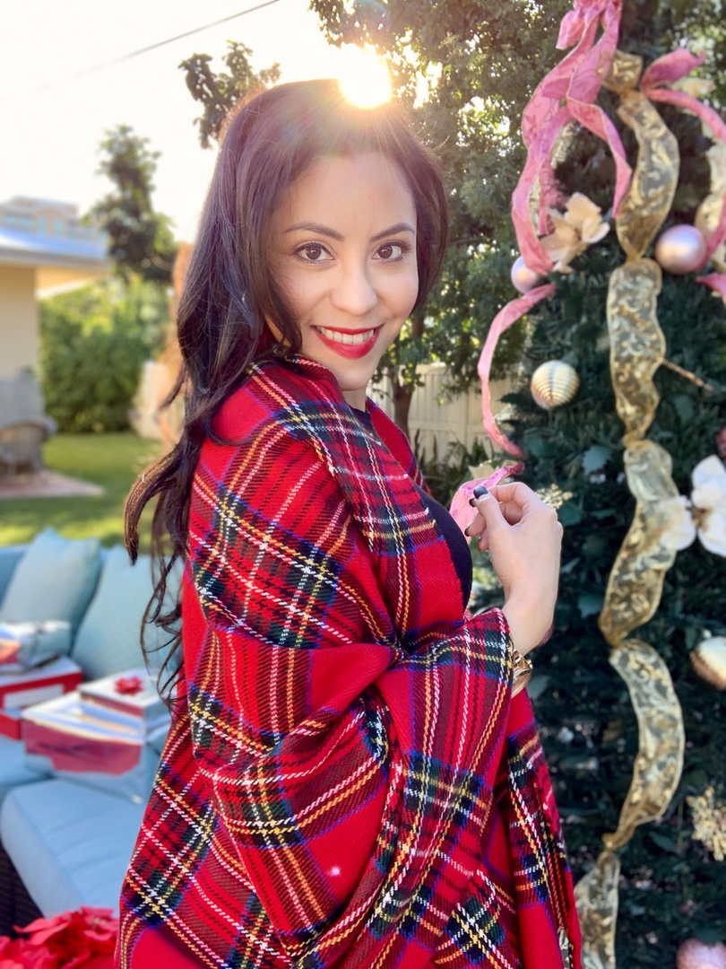 Look by LynSire featuring Lusm Winter Christmas Scarf Fashion Plaid Oversized Chunky Blanket Cashmere Feel Warm Soft Large Shawl Wraps