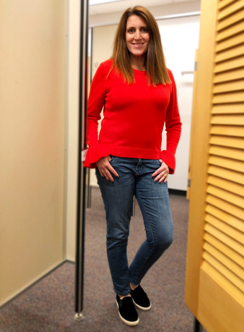 j crew ruffle cuff sweater