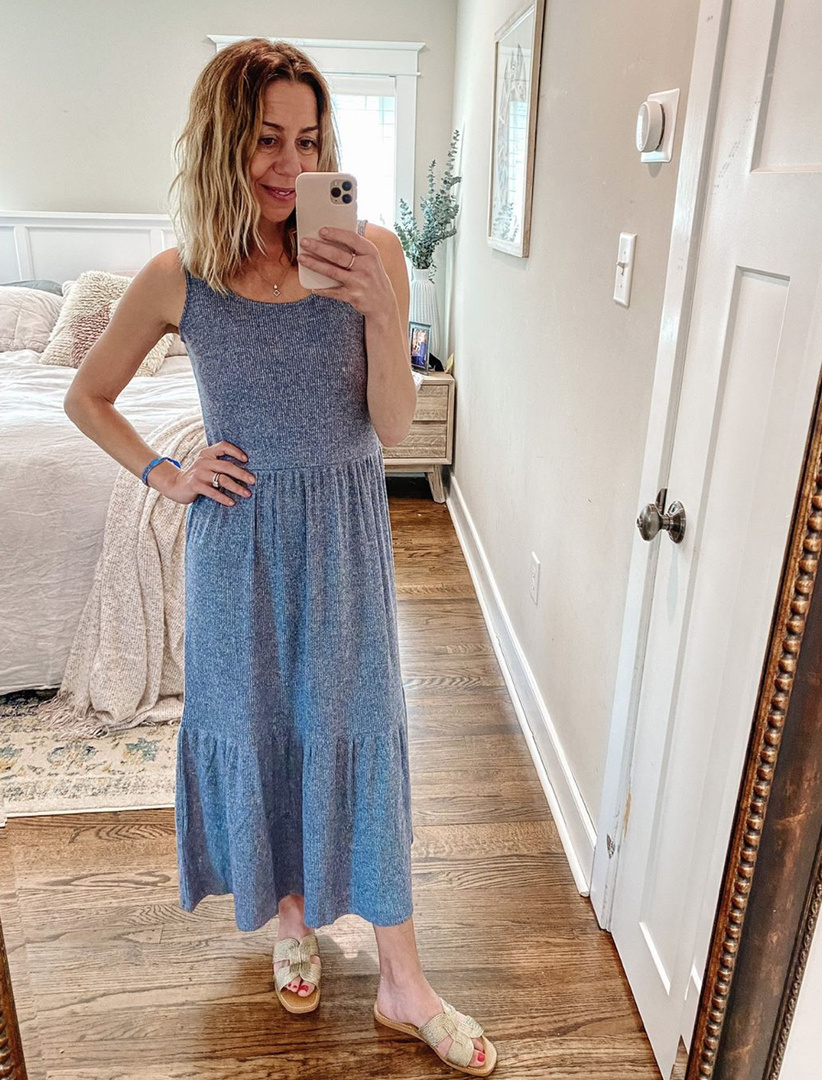 Daily Ritual Women/'s Standard-Fit Cozy Knit Rib Tiered Tank Dress Brand