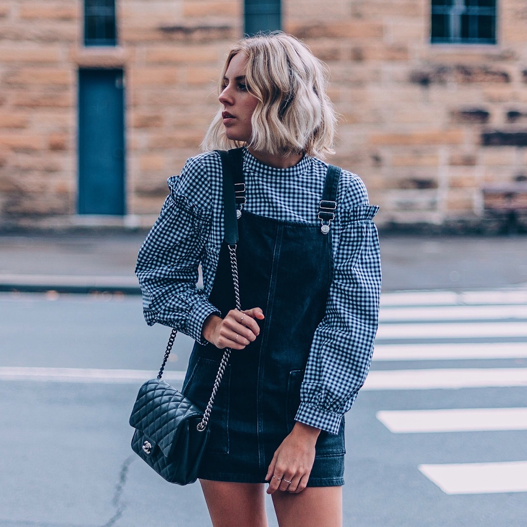 Look by Lian Galliard featuring Women's Topshop Gingham Mutton Sleeve Top